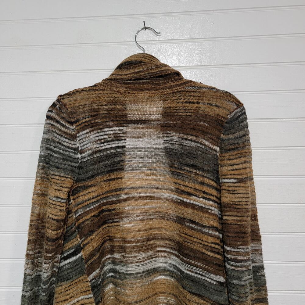 Magaschoni Wool Blend Cardigan Sweater Striped Southwestern Boho Open Front - Picture 4 of 8